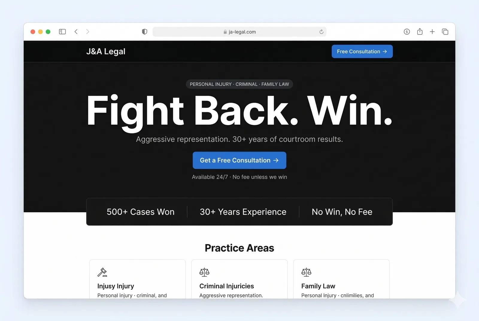 Local law firm website after redesign